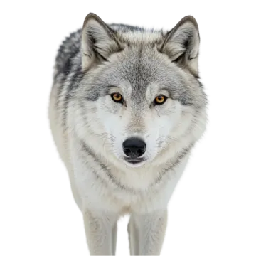 a gray wolf looking at the camera