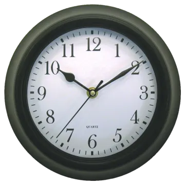 a black clock with white numbers on it