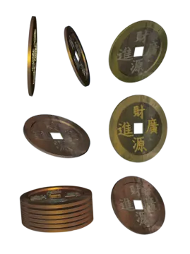 a set of four different types of coins