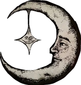 a drawing of a crescent with a star in the middle
