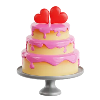 a cake with two hearts on top of it