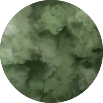 a green circle with clouds in the middle