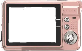a pink camera with a white screen