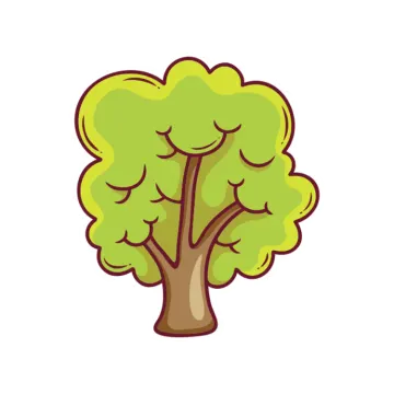 a cartoon tree with green leaves