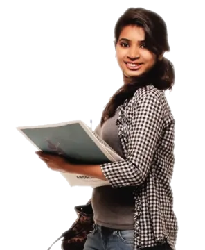 a woman holding a book and smiling at the camera