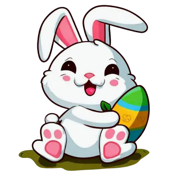 a cartoon bunny holding an easter egg