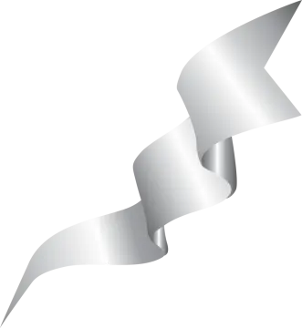 a silver ribbon on a white background
