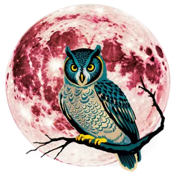 an owl sitting on a branch in front of a full moon