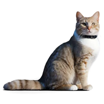 a cat sitting in front of a white background