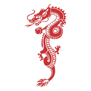a red and black dragon tattoo design