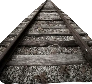 an old railroad track with a white background