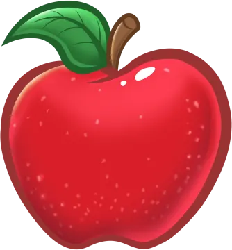 an apple with a green leaf on top