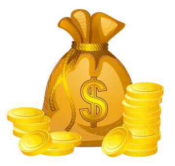 a bag full of gold coins
