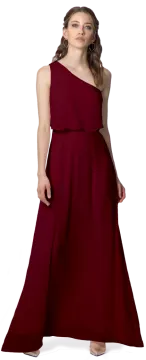 a woman in a red dress