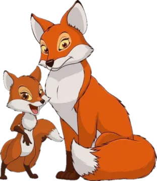 a fox and her cub