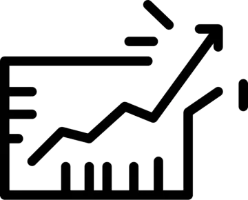 a black and white icon of a bar chart