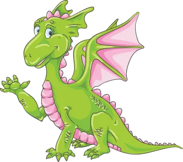a green dragon with pink wings