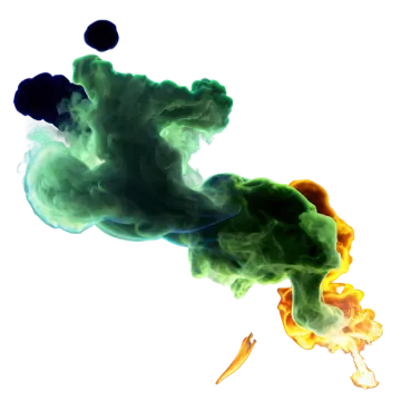 the smoke is green and orange