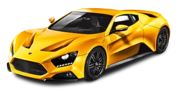a yellow sports car on a white background