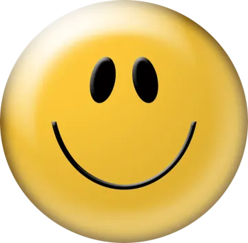a yellow smiley face with black eyes