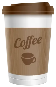 a coffee cup with the word coffee on it