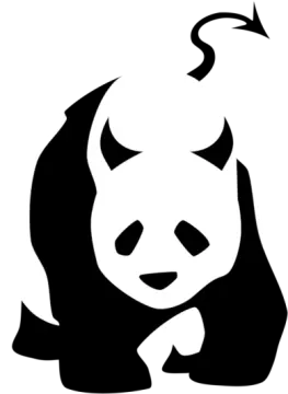 a black and white image of a panda