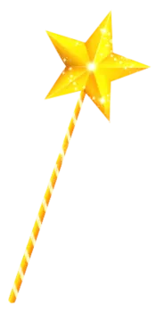 a yellow star wand with a white background