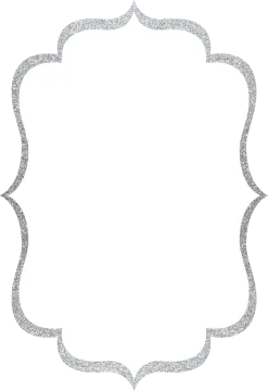a silver glitter frame on white background