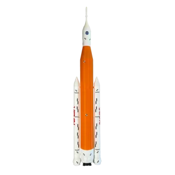 an orange and white rocket on a white background
