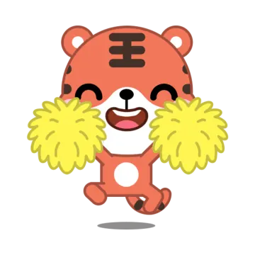 a cartoon bear with yellow cheer poms