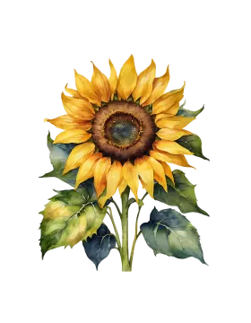 a watercolor painting of a sunflower