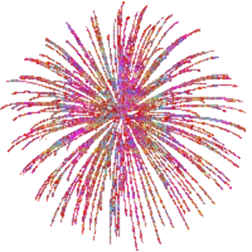 a colorful fireworks on a white background