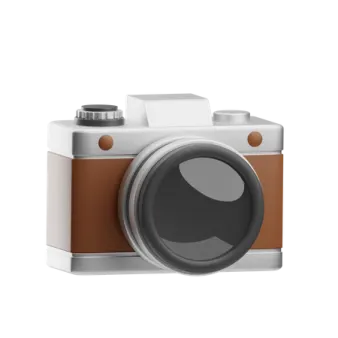 a brown and white camera