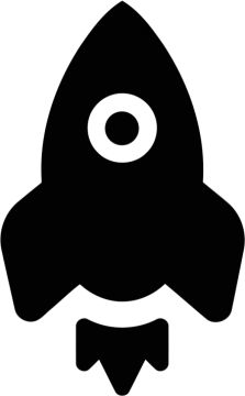 a black and white silhouette of a rocket
