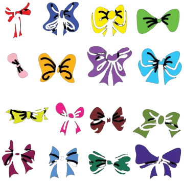 a set of different colored bows