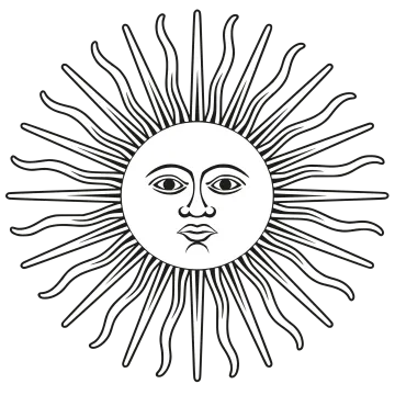 a black and white drawing of the sun