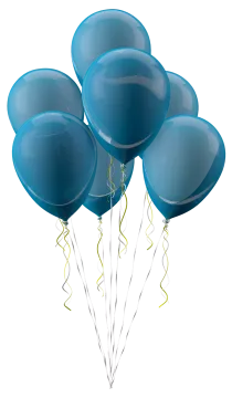 a bunch of blue balloons
