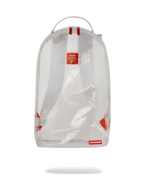 a clear backpack on a white background