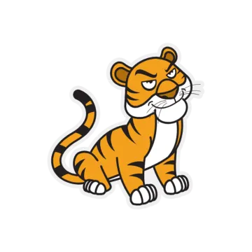 a sticker of a cartoon tiger