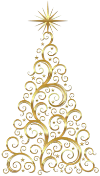 a gold christmas tree on a white background