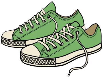 a pair of green sneakers