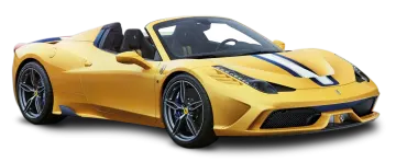 a yellow sports car on a white background