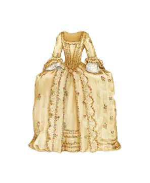 a yellow dress with floral embroidery on it
