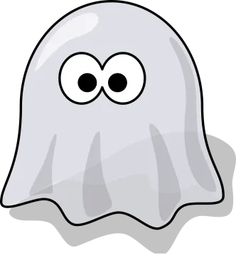 a cartoon ghost with big eyes