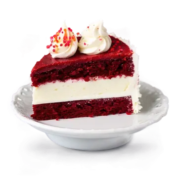 a piece of red velvet cake on a white plate