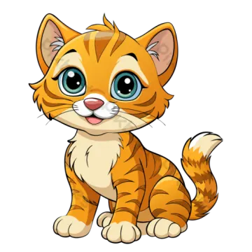a cute kitten with big eyes sitting down