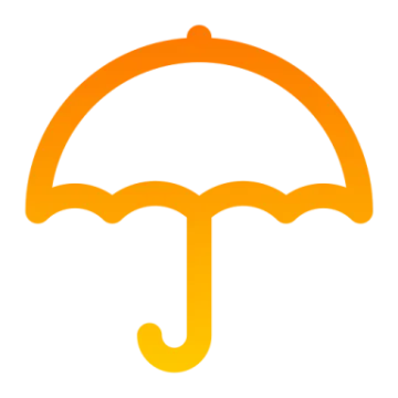 an orange umbrella on a white background