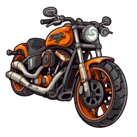 an orange motorcycle with a white background