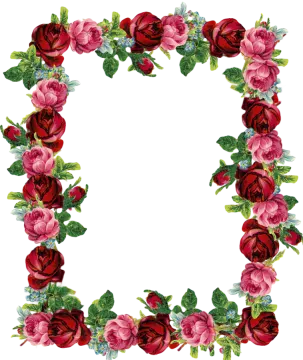 a floral frame with roses and leaves