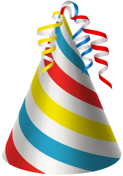 a party hat with red, white and blue stripes